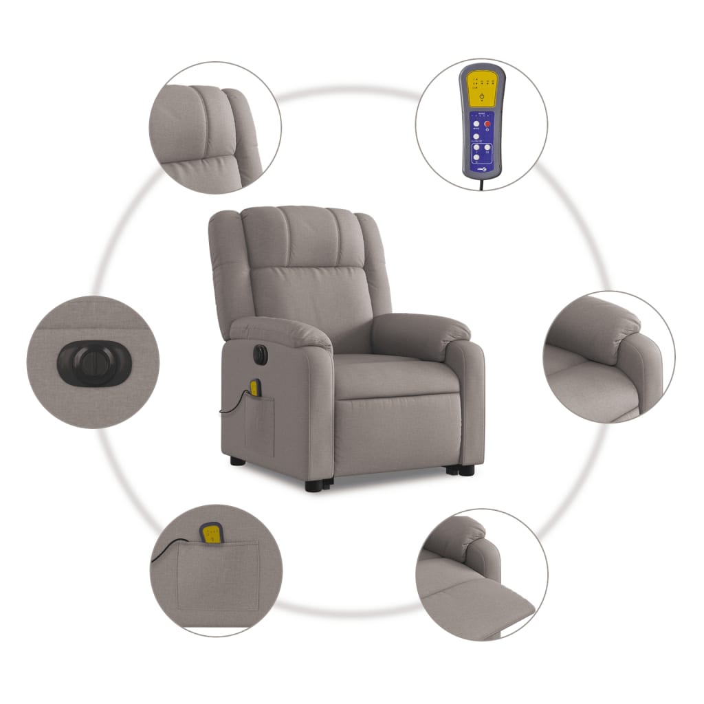 Sta-op-massagestoel elektrisch verstelbaar stof taupe is nu te koop bij PeponiXL, paradijselijk wonen!