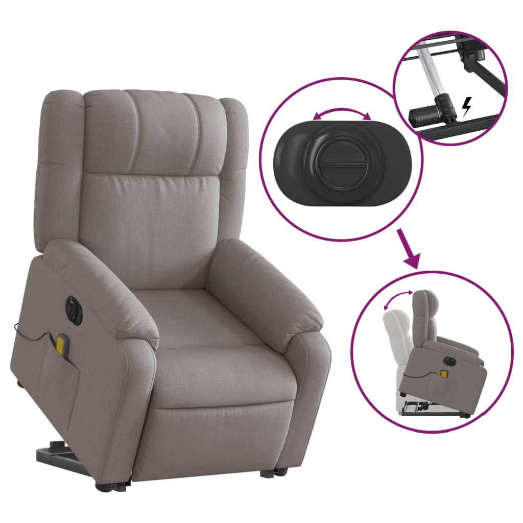 Sta-op-massagestoel elektrisch verstelbaar stof taupe is nu te koop bij PeponiXL, paradijselijk wonen!
