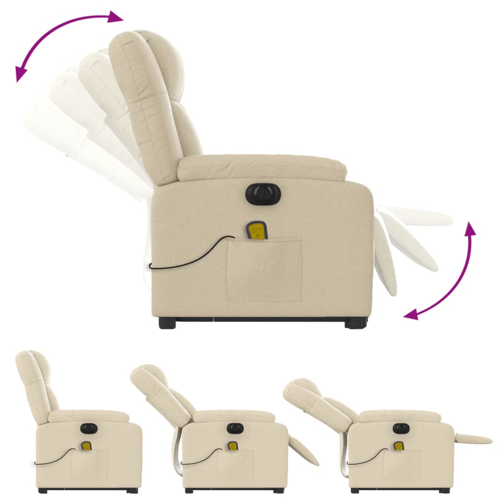 Sta-op-massagestoel elektrisch verstelbaar stof crèmekleurig is nu te koop bij PeponiXL, paradijselijk wonen!