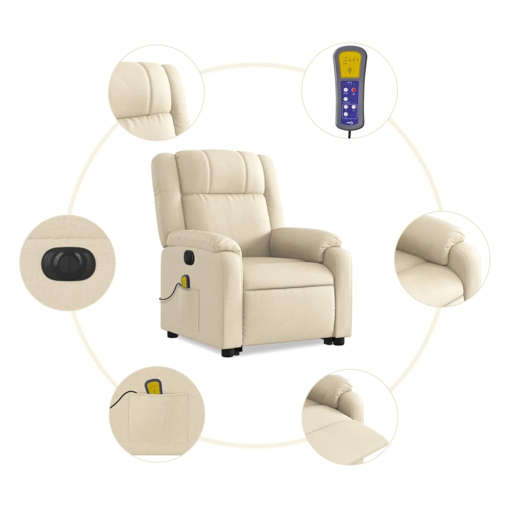 Sta-op-massagestoel elektrisch verstelbaar stof crèmekleurig is nu te koop bij PeponiXL, paradijselijk wonen!