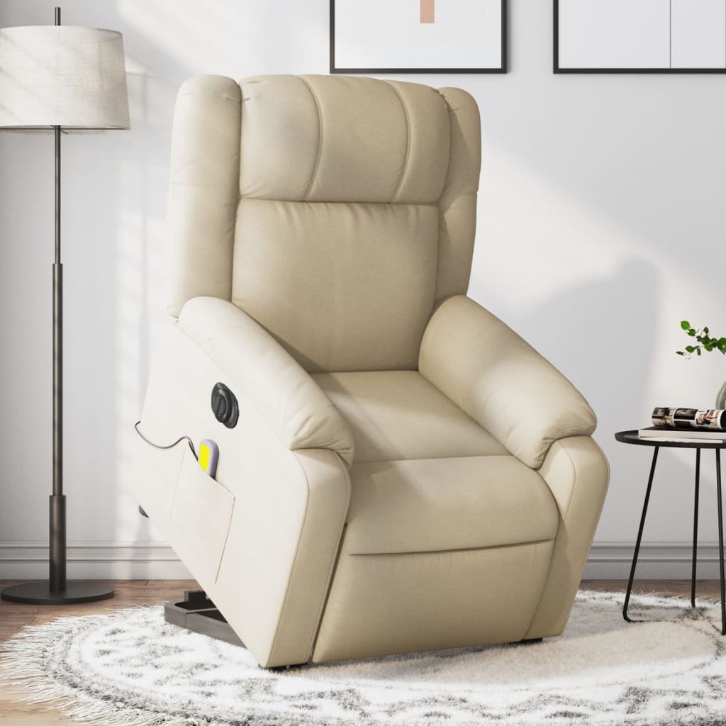 Sta-op-massagestoel elektrisch verstelbaar stof crèmekleurig is nu te koop bij PeponiXL, paradijselijk wonen!