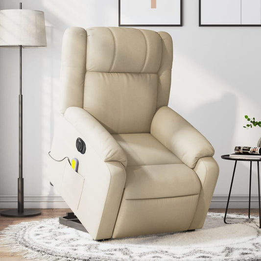 Sta-op-massagestoel elektrisch verstelbaar stof crèmekleurig is nu te koop bij PeponiXL, paradijselijk wonen!