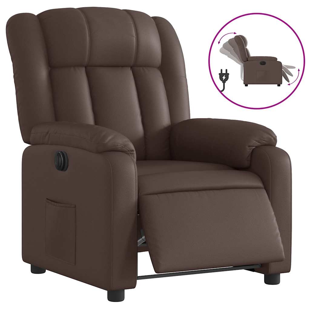 Fauteuil verstelbaar elektrisch kunstleer bruin is nu te koop bij PeponiXL, paradijselijk wonen!
