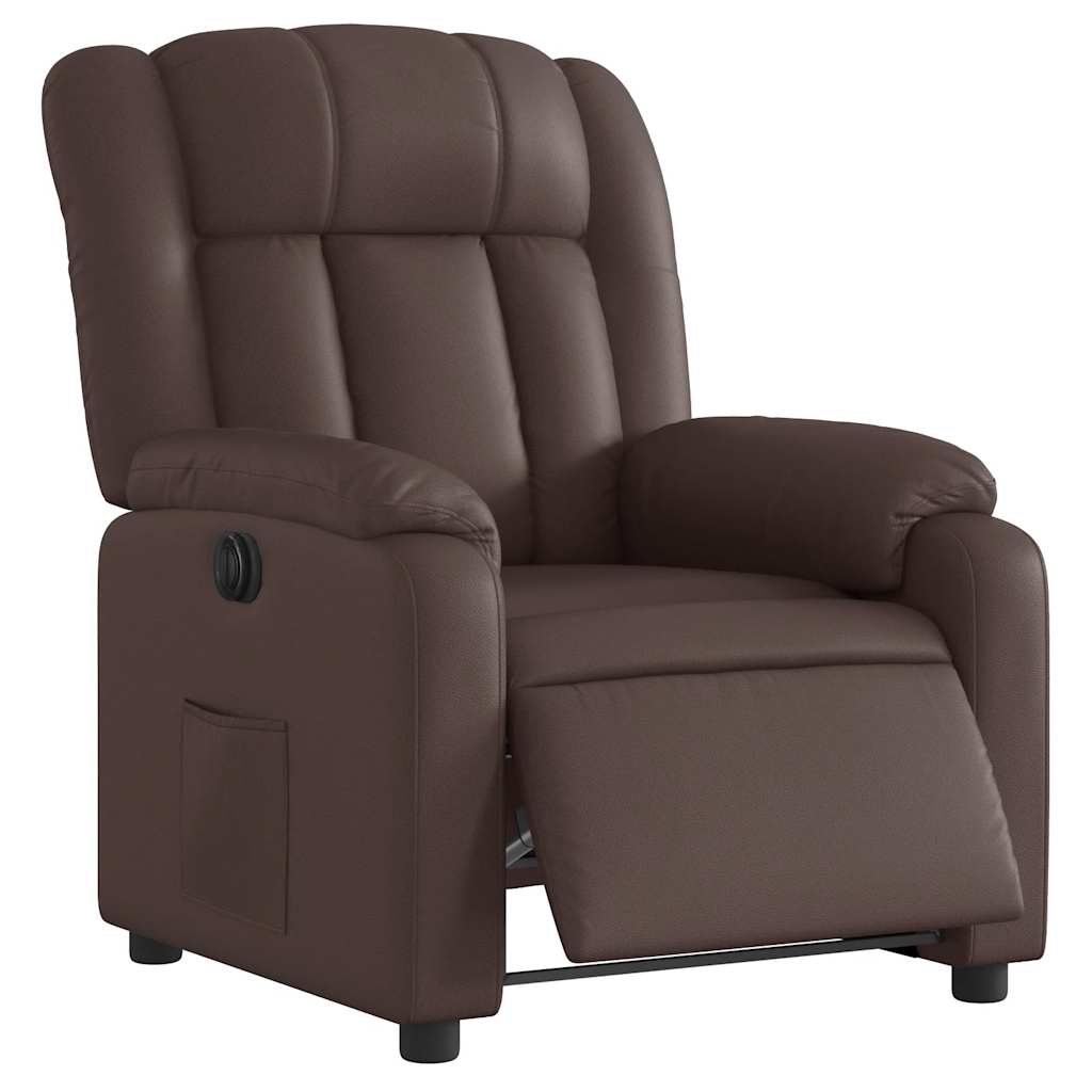 Fauteuil verstelbaar elektrisch kunstleer bruin is nu te koop bij PeponiXL, paradijselijk wonen!