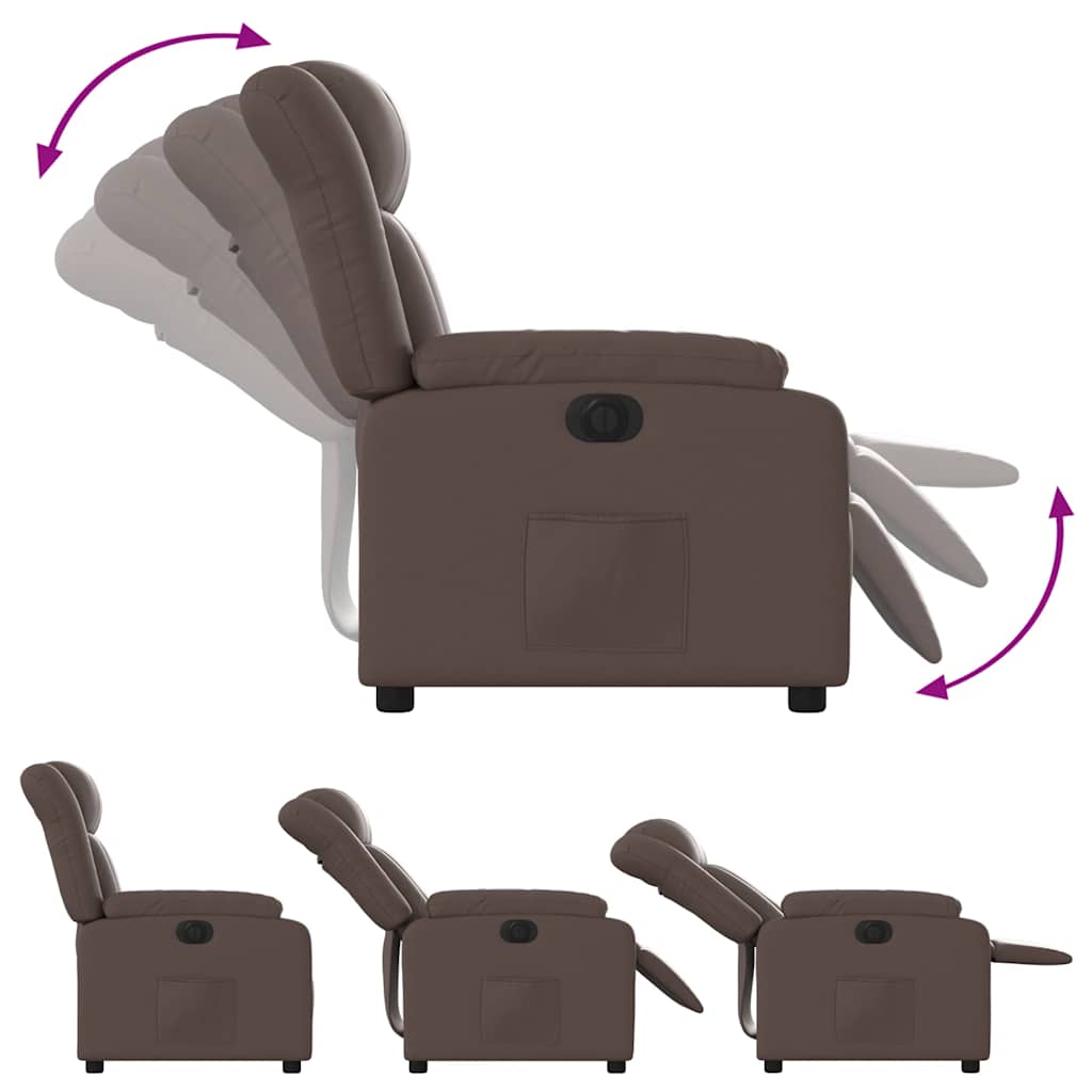 Fauteuil verstelbaar elektrisch kunstleer bruin is nu te koop bij PeponiXL, paradijselijk wonen!
