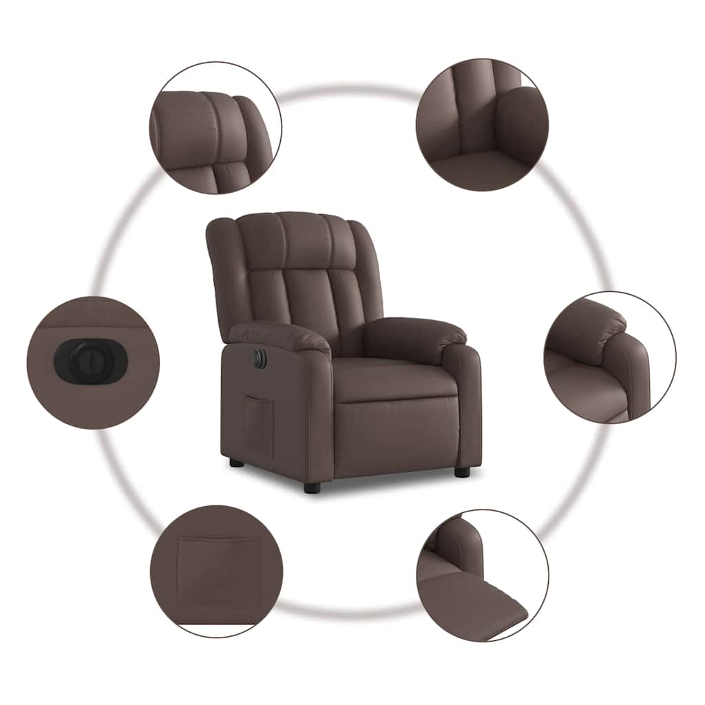 Fauteuil verstelbaar elektrisch kunstleer bruin is nu te koop bij PeponiXL, paradijselijk wonen!