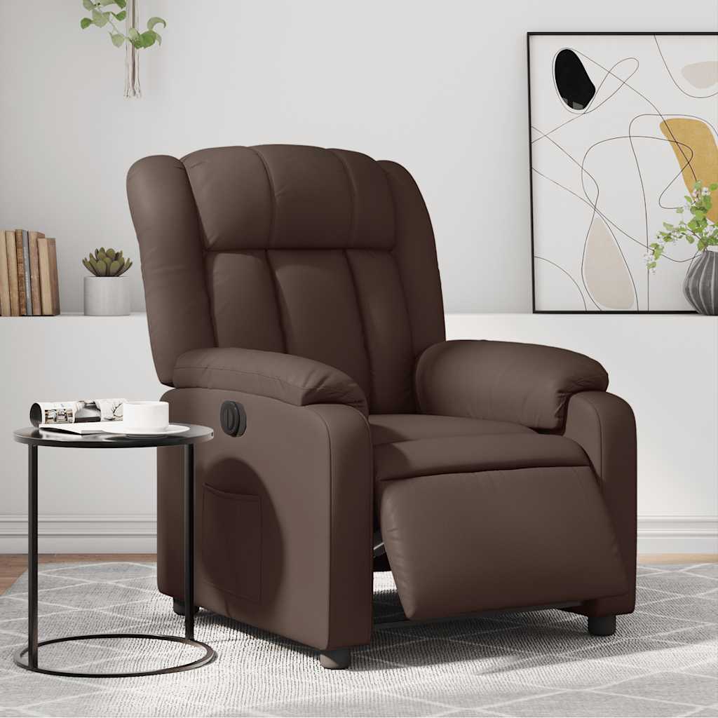 Fauteuil verstelbaar elektrisch kunstleer bruin is nu te koop bij PeponiXL, paradijselijk wonen!