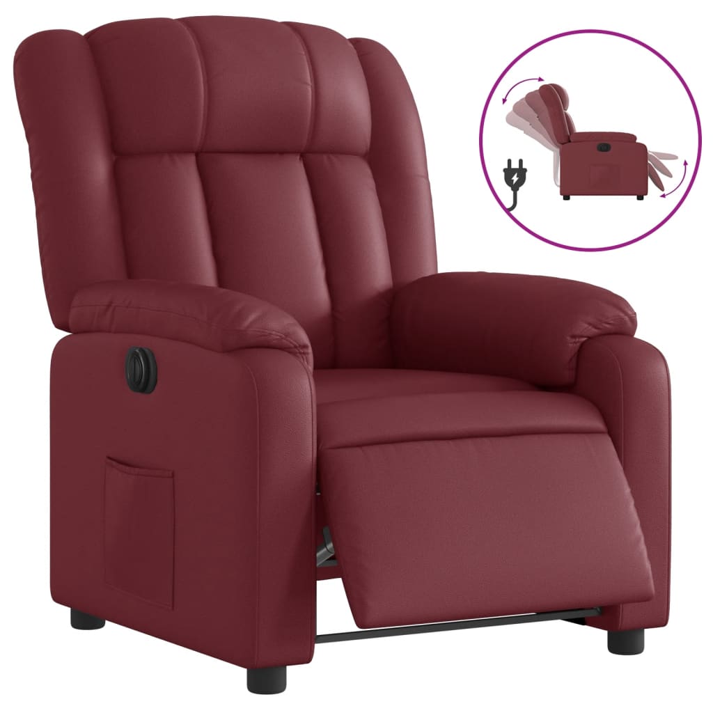 Fauteuil verstelbaar elektrisch kunstleer wijnrood is nu te koop bij PeponiXL, paradijselijk wonen!
