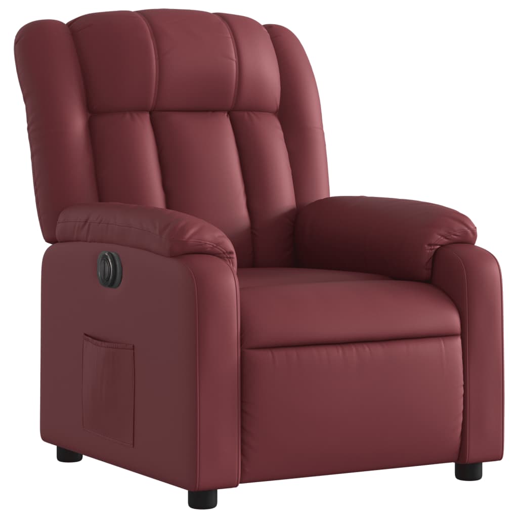 Fauteuil verstelbaar elektrisch kunstleer wijnrood is nu te koop bij PeponiXL, paradijselijk wonen!