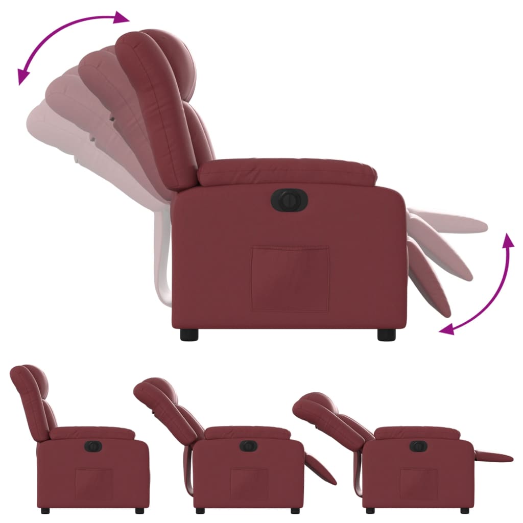 Fauteuil verstelbaar elektrisch kunstleer wijnrood is nu te koop bij PeponiXL, paradijselijk wonen!