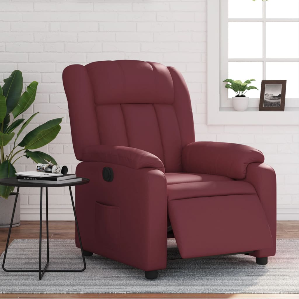 Fauteuil verstelbaar elektrisch kunstleer wijnrood is nu te koop bij PeponiXL, paradijselijk wonen!