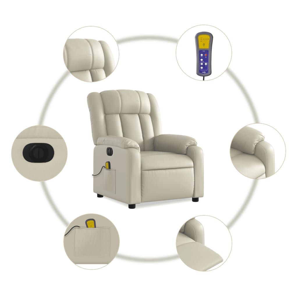 Massagestoel verstelbaar elektrisch kunstleer crèmekleurig is nu te koop bij PeponiXL, paradijselijk wonen!