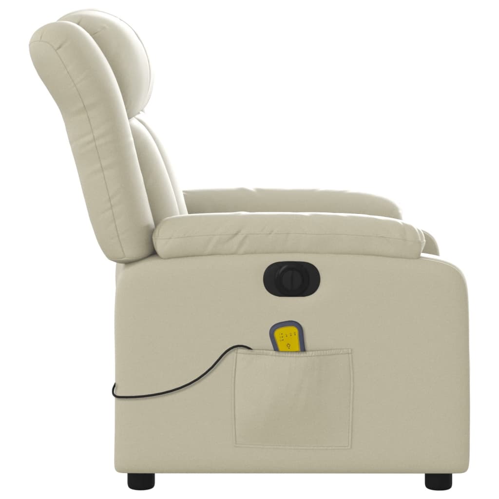 Massagestoel verstelbaar elektrisch kunstleer crèmekleurig is nu te koop bij PeponiXL, paradijselijk wonen!
