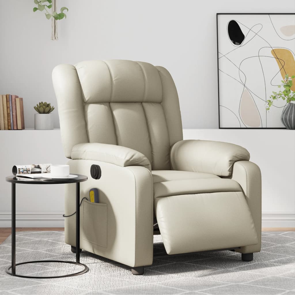 Massagestoel verstelbaar elektrisch kunstleer crèmekleurig is nu te koop bij PeponiXL, paradijselijk wonen!