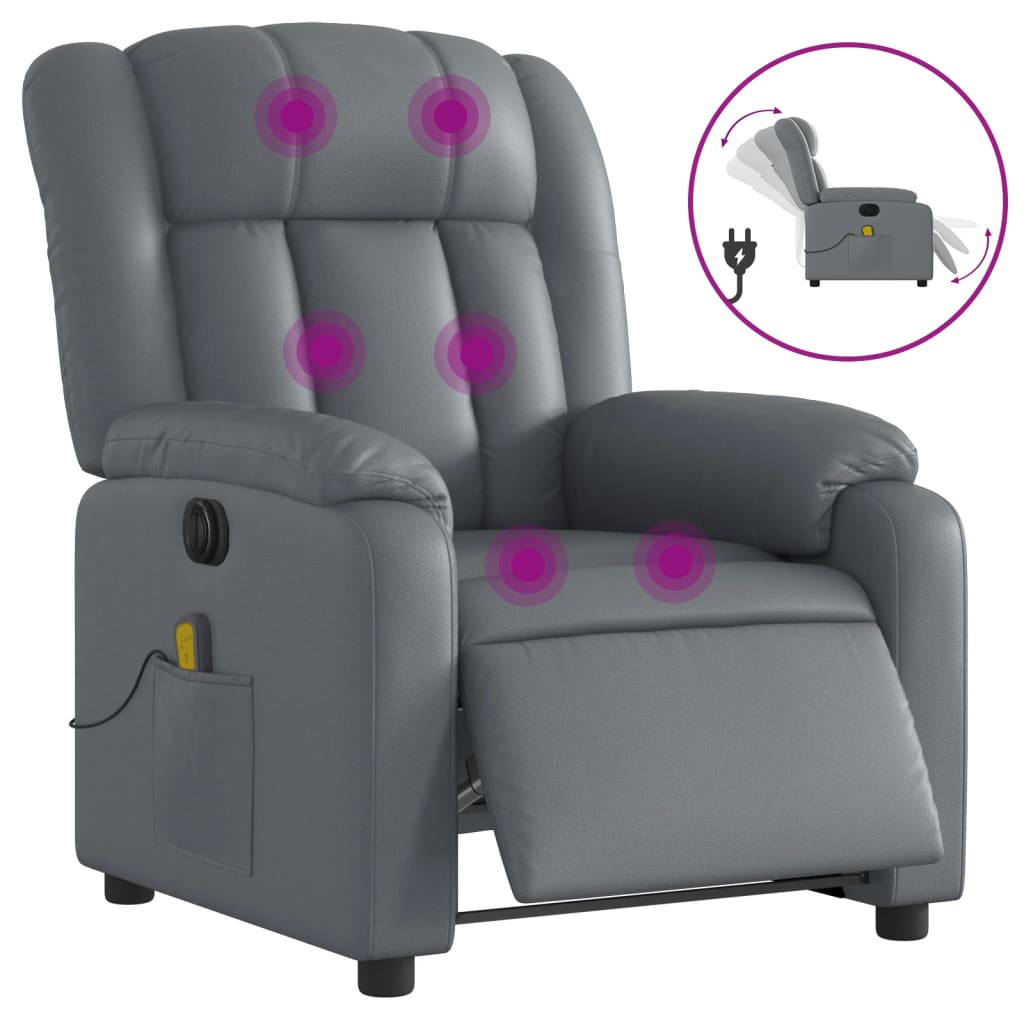Massagestoel verstelbaar elektrisch kunstleer grijs is nu te koop bij PeponiXL, paradijselijk wonen!