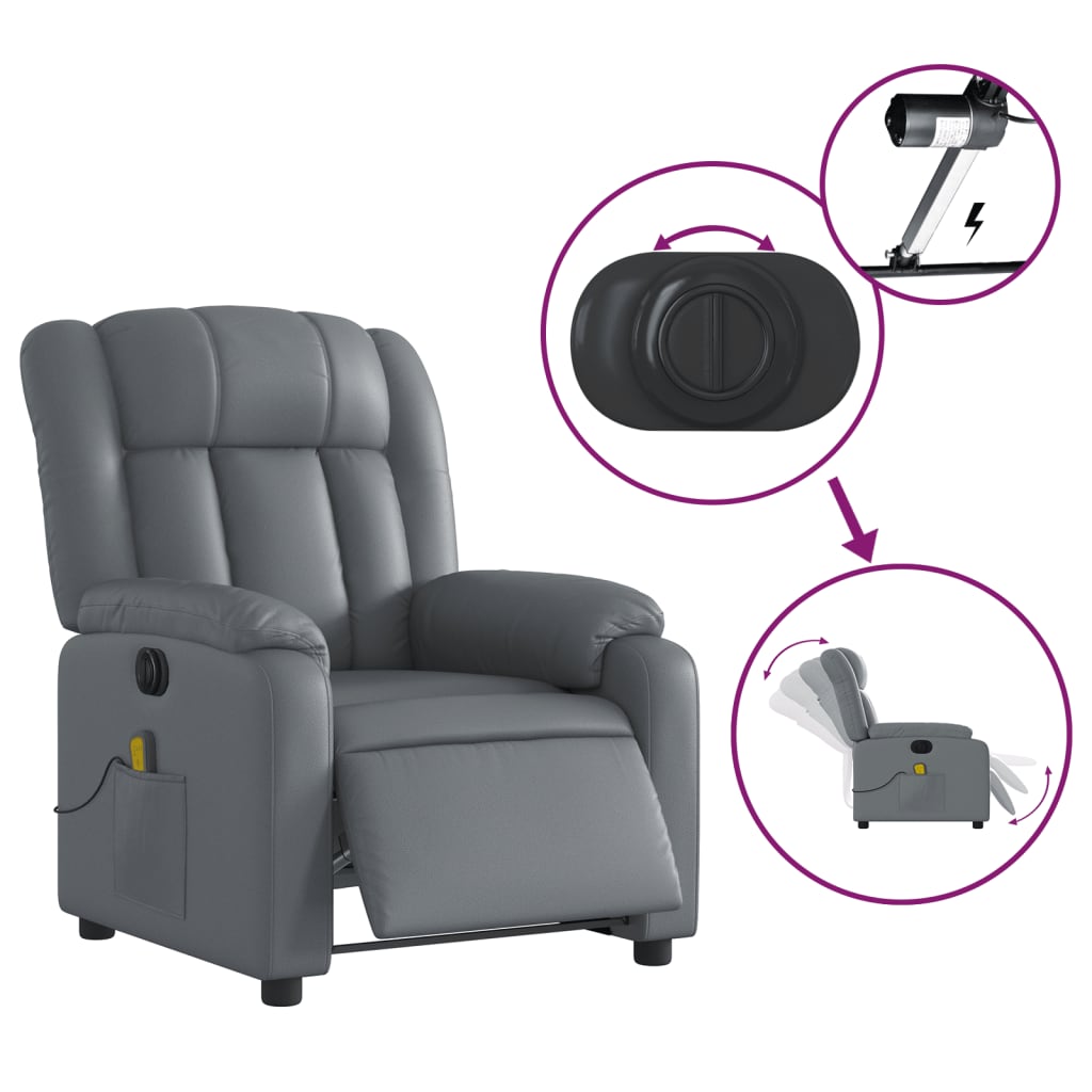 Massagestoel verstelbaar elektrisch kunstleer grijs is nu te koop bij PeponiXL, paradijselijk wonen!