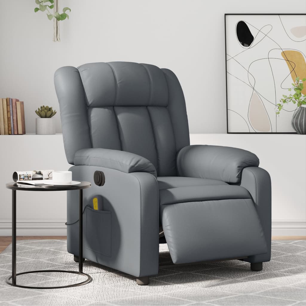 Massagestoel verstelbaar elektrisch kunstleer grijs is nu te koop bij PeponiXL, paradijselijk wonen!