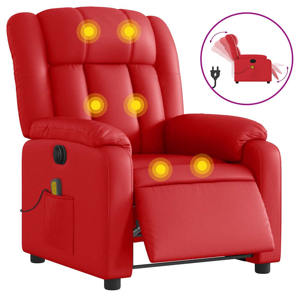 Massagestoel verstelbaar elektrisch kunstleer rood is nu te koop bij PeponiXL, paradijselijk wonen!