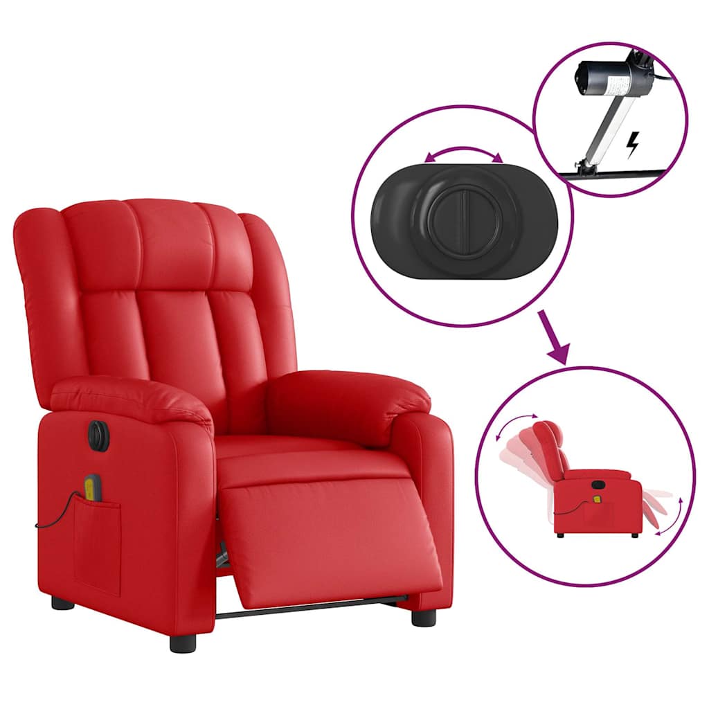 Massagestoel verstelbaar elektrisch kunstleer rood is nu te koop bij PeponiXL, paradijselijk wonen!