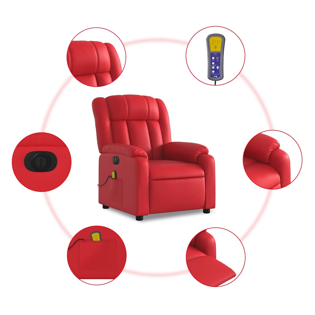 Massagestoel verstelbaar elektrisch kunstleer rood is nu te koop bij PeponiXL, paradijselijk wonen!