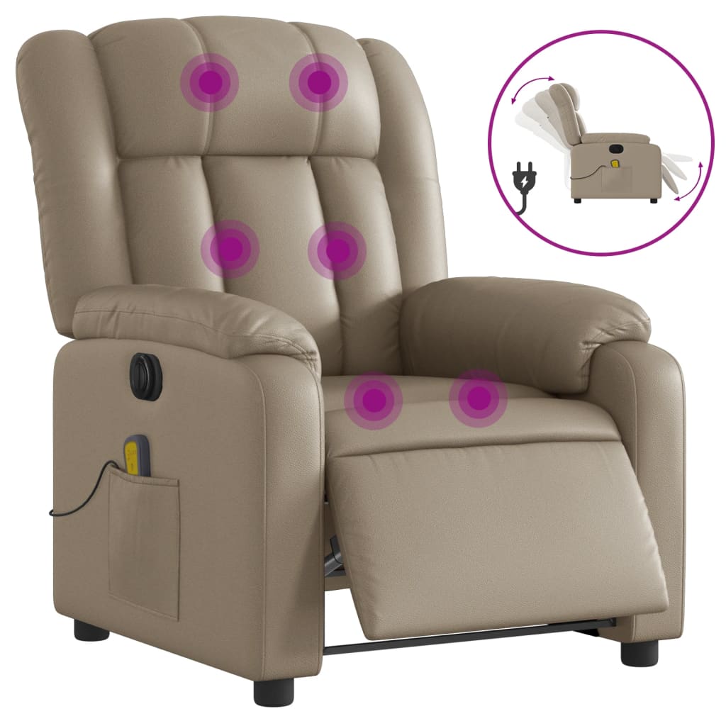 Massagestoel verstelbaar elektrisch kunstleer cappuccinokleurig is nu te koop bij PeponiXL, paradijselijk wonen!