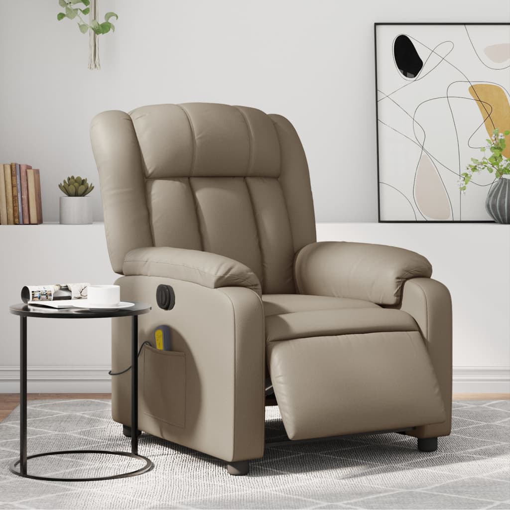 Massagestoel verstelbaar elektrisch kunstleer cappuccinokleurig is nu te koop bij PeponiXL, paradijselijk wonen!
