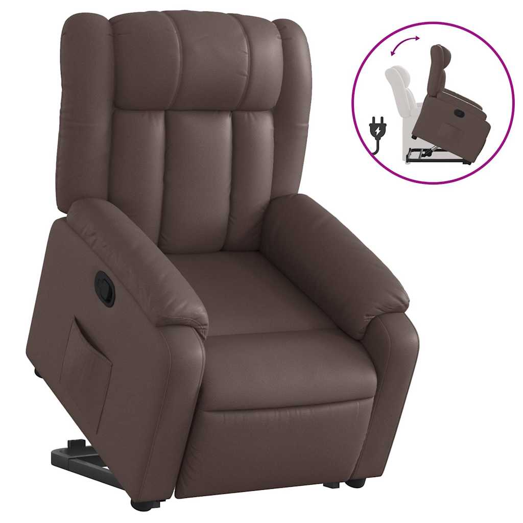 Sta-op-fauteuil verstelbaar kunstleer bruin is nu te koop bij PeponiXL, paradijselijk wonen!