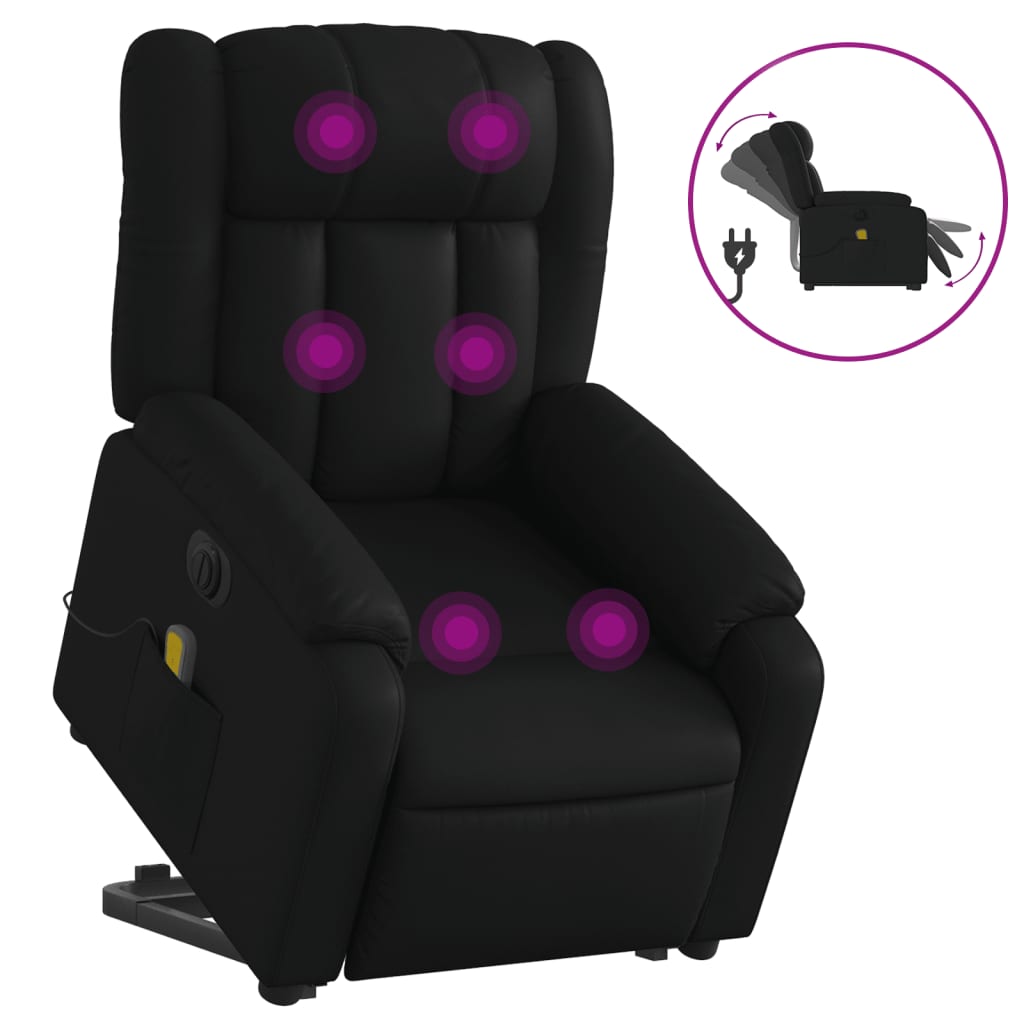 Sta-op-massagestoel elektrisch kunstleer zwart is nu te koop bij PeponiXL, paradijselijk wonen!