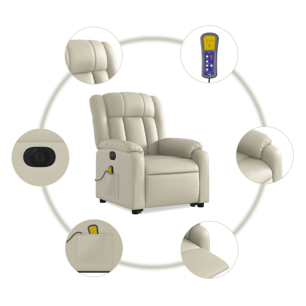 Sta-op-massagestoel elektrisch kunstleer crèmekleurig is nu te koop bij PeponiXL, paradijselijk wonen!