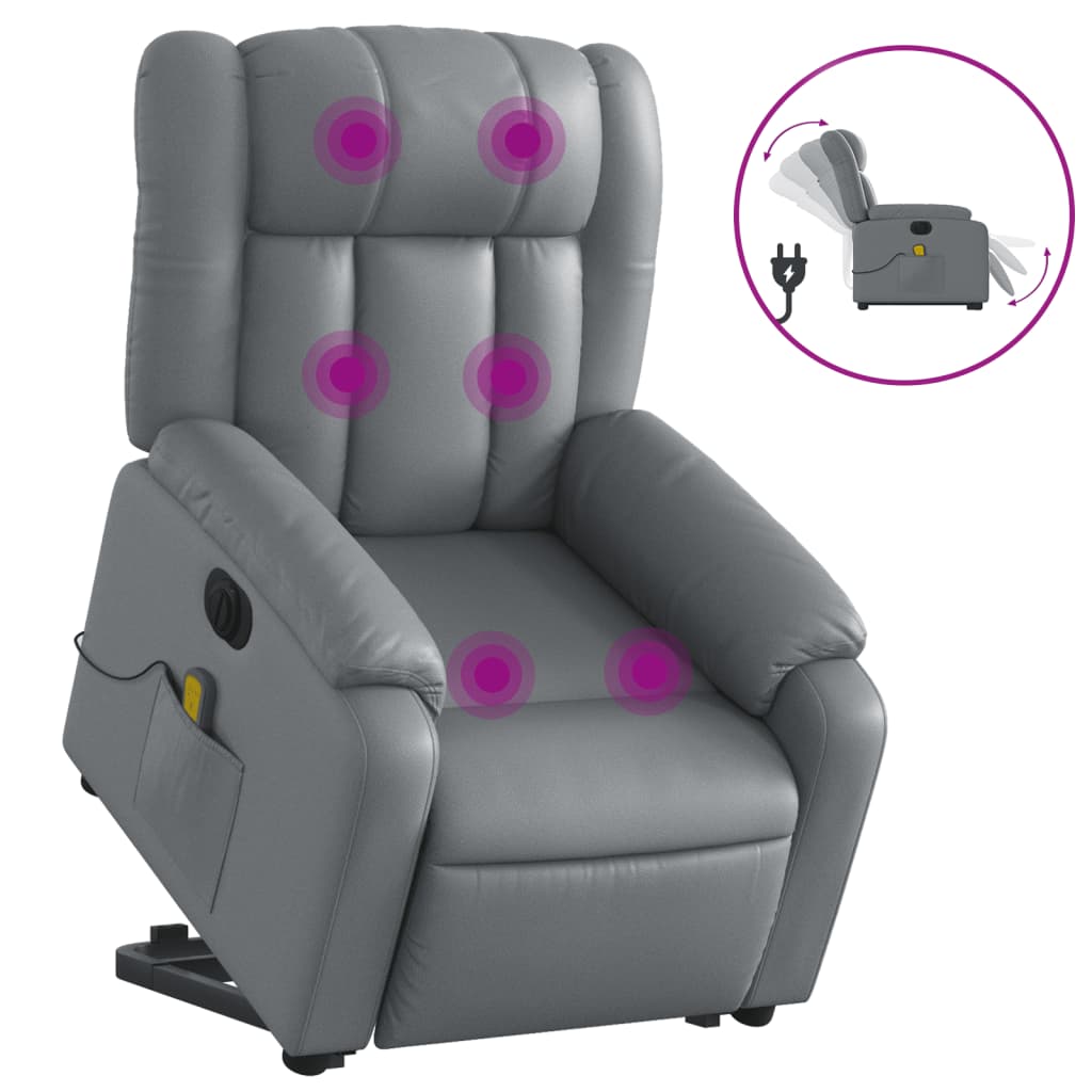 Sta-op-massagestoel elektrisch kunstleer grijs is nu te koop bij PeponiXL, paradijselijk wonen!