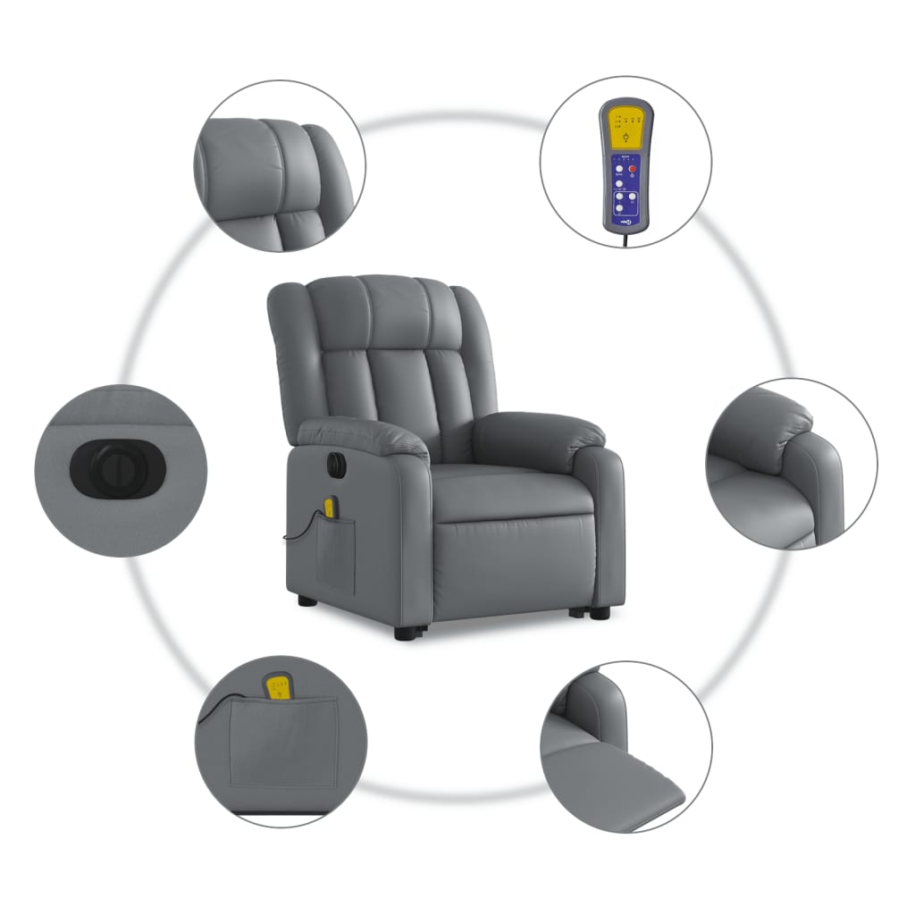 Sta-op-massagestoel elektrisch kunstleer grijs is nu te koop bij PeponiXL, paradijselijk wonen!