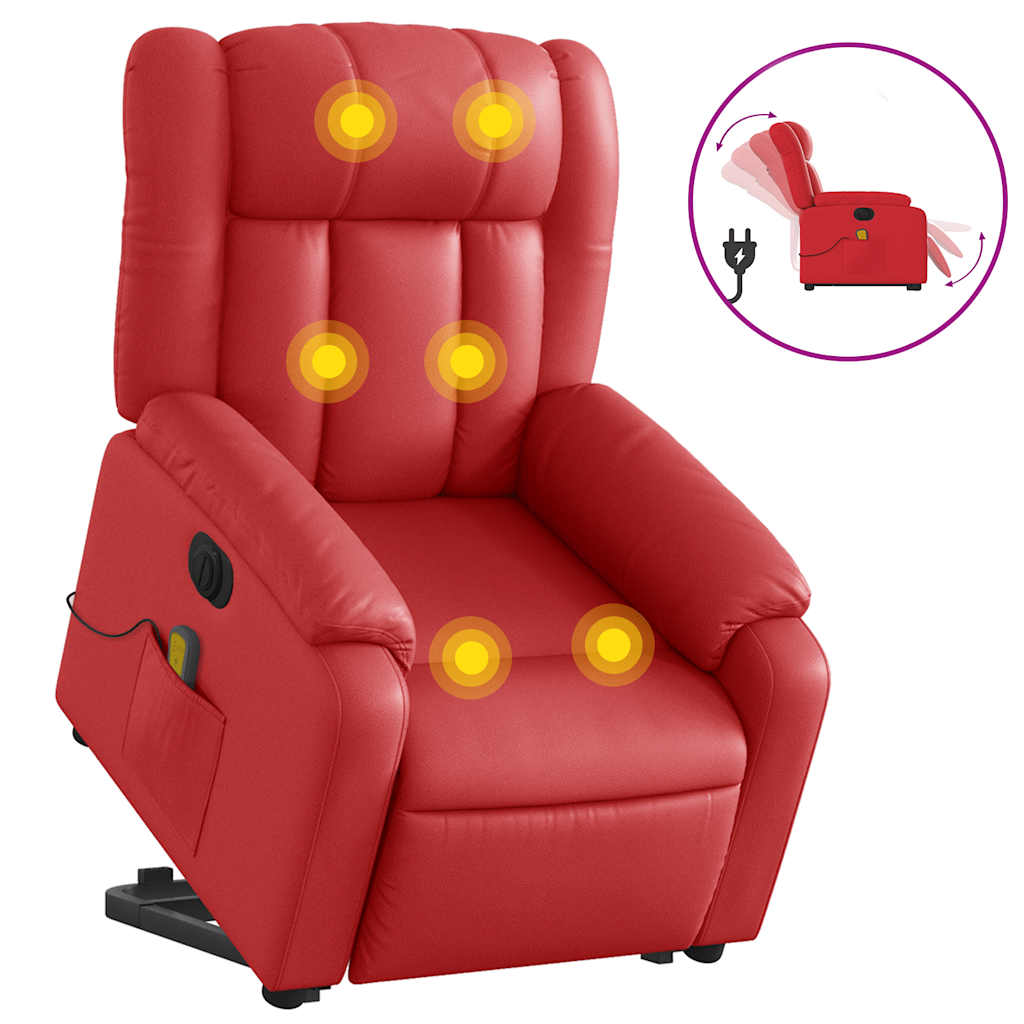 Sta-op-massagestoel elektrisch kunstleer rood is nu te koop bij PeponiXL, paradijselijk wonen!