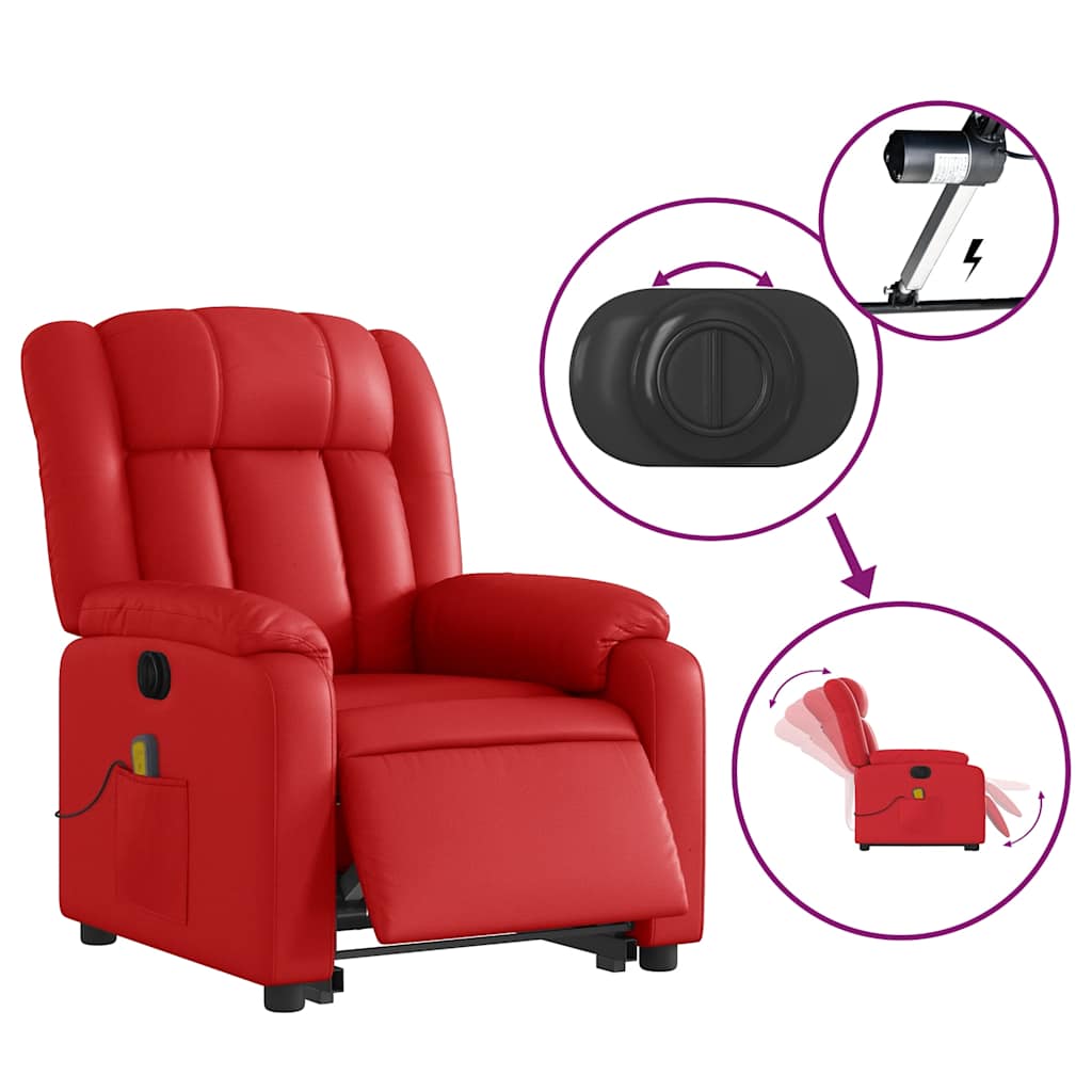 Sta-op-massagestoel elektrisch kunstleer rood is nu te koop bij PeponiXL, paradijselijk wonen!