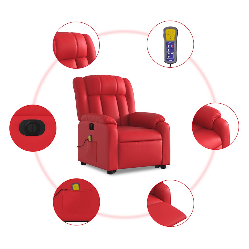 Sta-op-massagestoel elektrisch kunstleer rood is nu te koop bij PeponiXL, paradijselijk wonen!