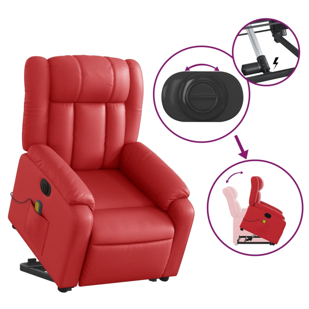 Sta-op-massagestoel elektrisch kunstleer rood is nu te koop bij PeponiXL, paradijselijk wonen!