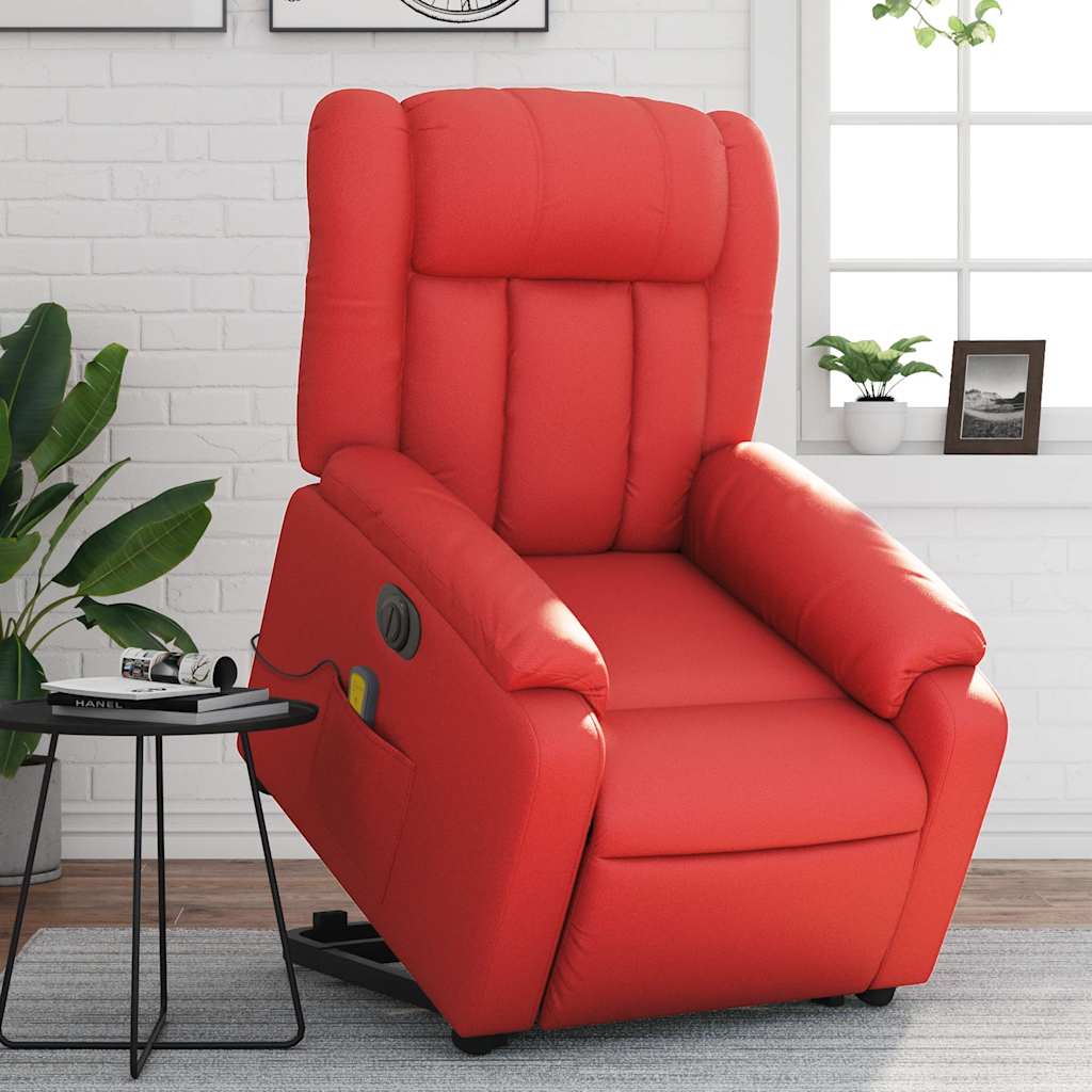 Sta-op-massagestoel elektrisch kunstleer rood is nu te koop bij PeponiXL, paradijselijk wonen!