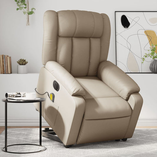 Sta-op-massagestoel elektrisch kunstleer cappuccinokleurig is nu te koop bij PeponiXL, paradijselijk wonen!