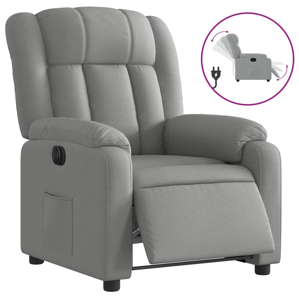 Fauteuil elektrisch verstelbaar stof lichtgrijs is nu te koop bij PeponiXL, paradijselijk wonen!