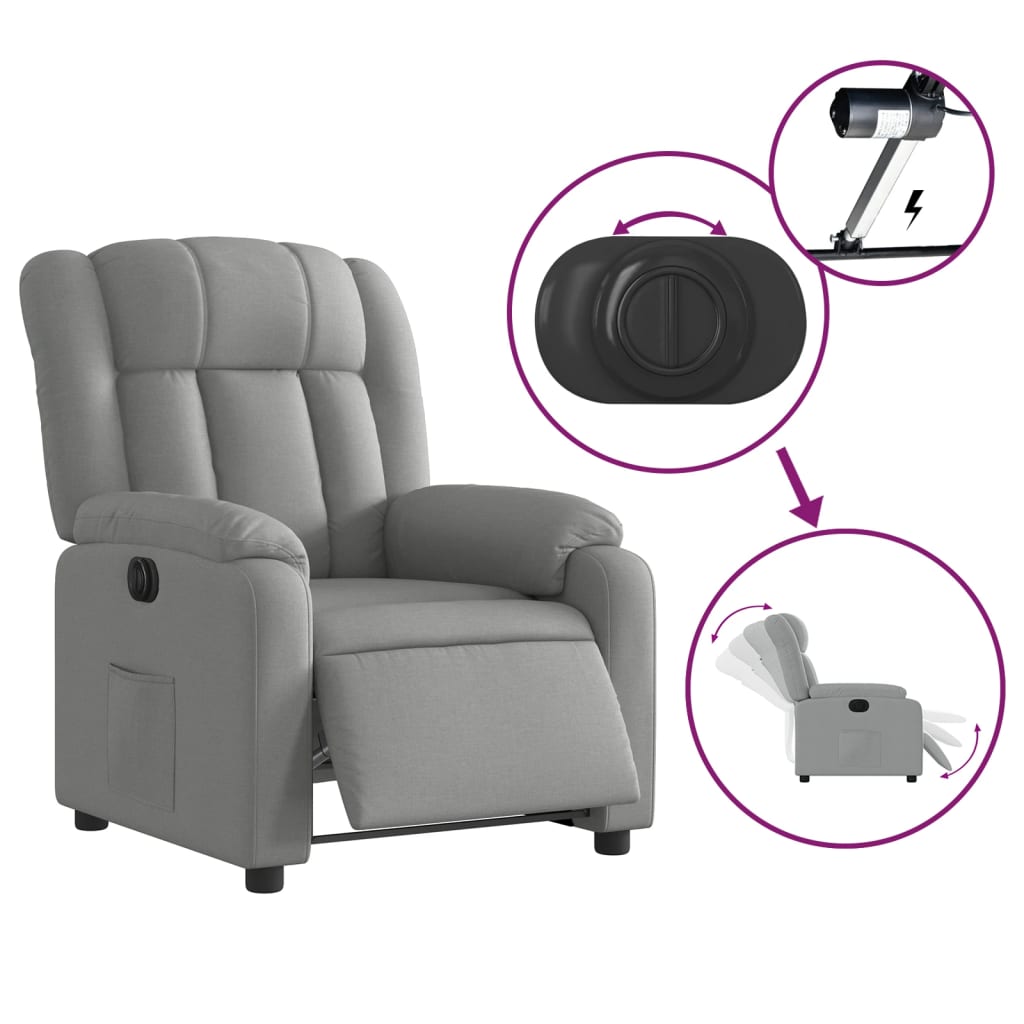 Fauteuil elektrisch verstelbaar stof lichtgrijs is nu te koop bij PeponiXL, paradijselijk wonen!