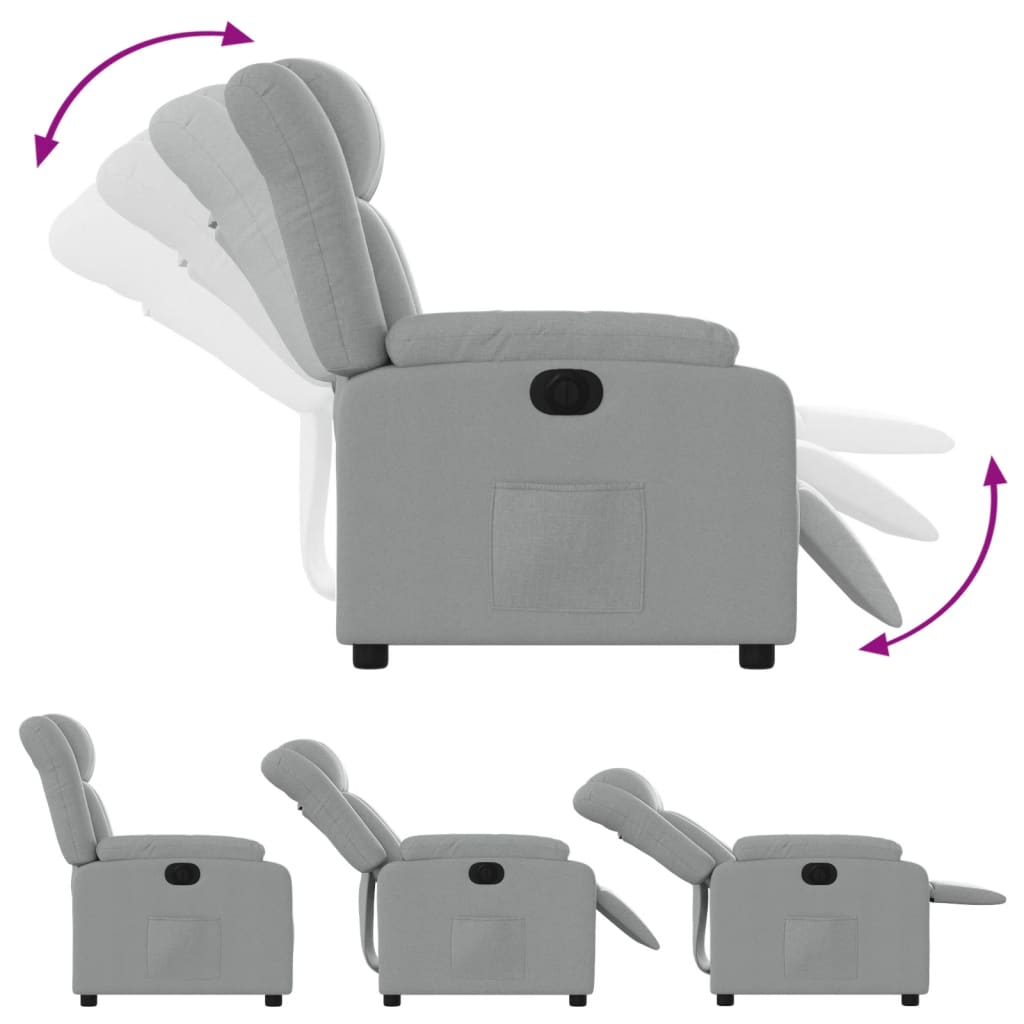 Fauteuil elektrisch verstelbaar stof lichtgrijs is nu te koop bij PeponiXL, paradijselijk wonen!