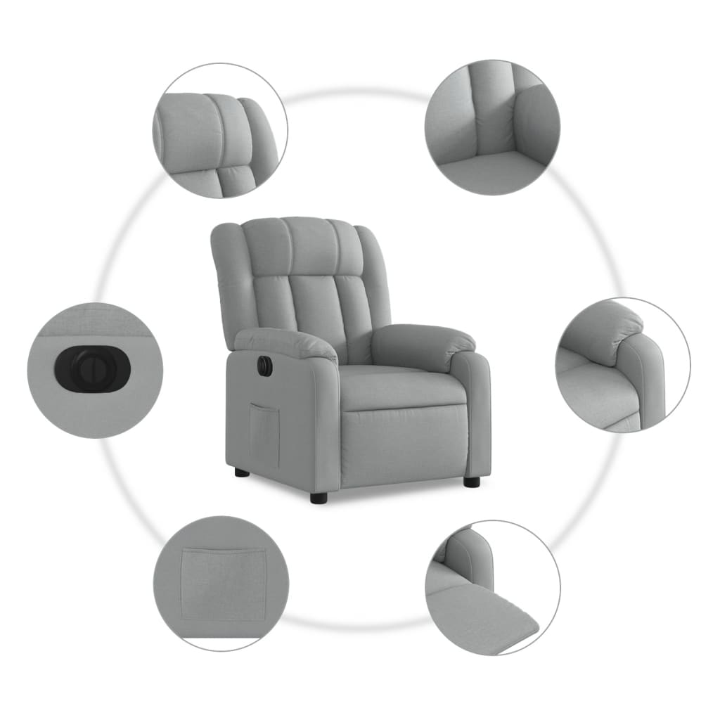 Fauteuil elektrisch verstelbaar stof lichtgrijs is nu te koop bij PeponiXL, paradijselijk wonen!