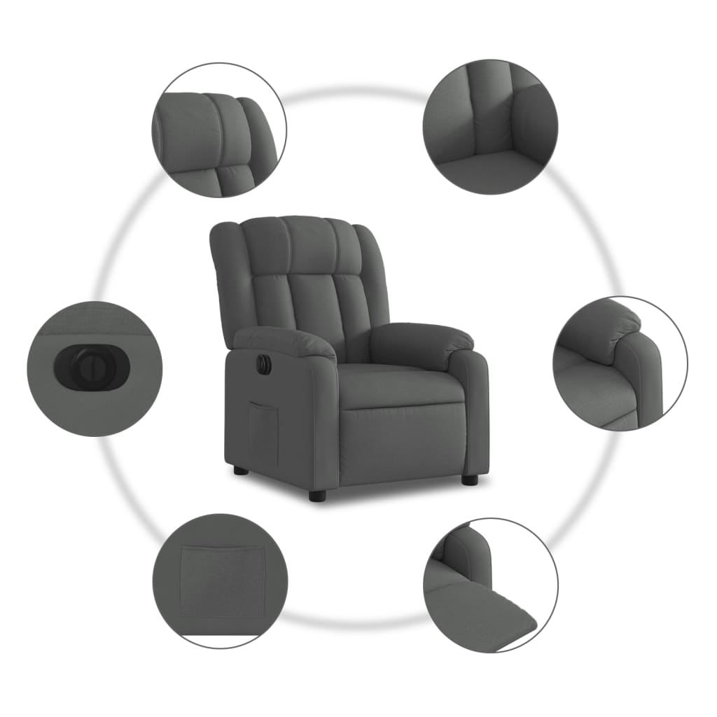 Fauteuil elektrisch verstelbaar stof donkergrijs is nu te koop bij PeponiXL, paradijselijk wonen!