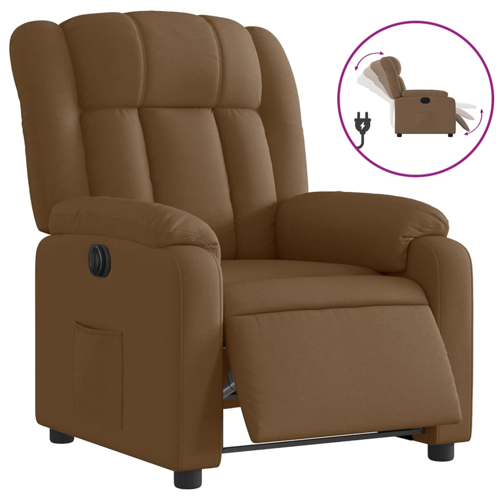 Fauteuil verstelbaar elektrisch stof bruin is nu te koop bij PeponiXL, paradijselijk wonen!