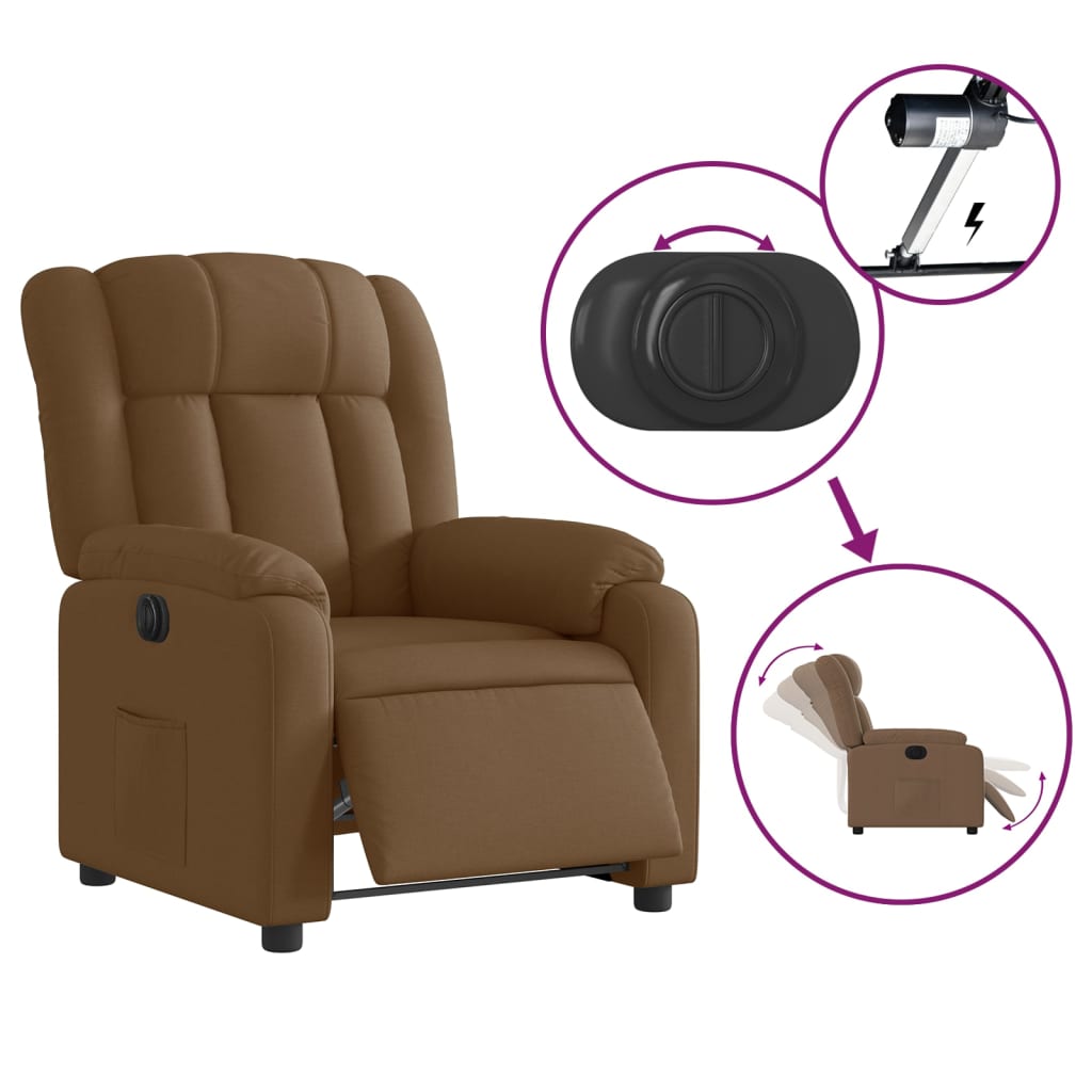 Fauteuil verstelbaar elektrisch stof bruin is nu te koop bij PeponiXL, paradijselijk wonen!