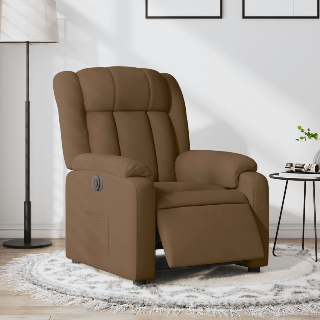 Fauteuil verstelbaar elektrisch stof bruin is nu te koop bij PeponiXL, paradijselijk wonen!