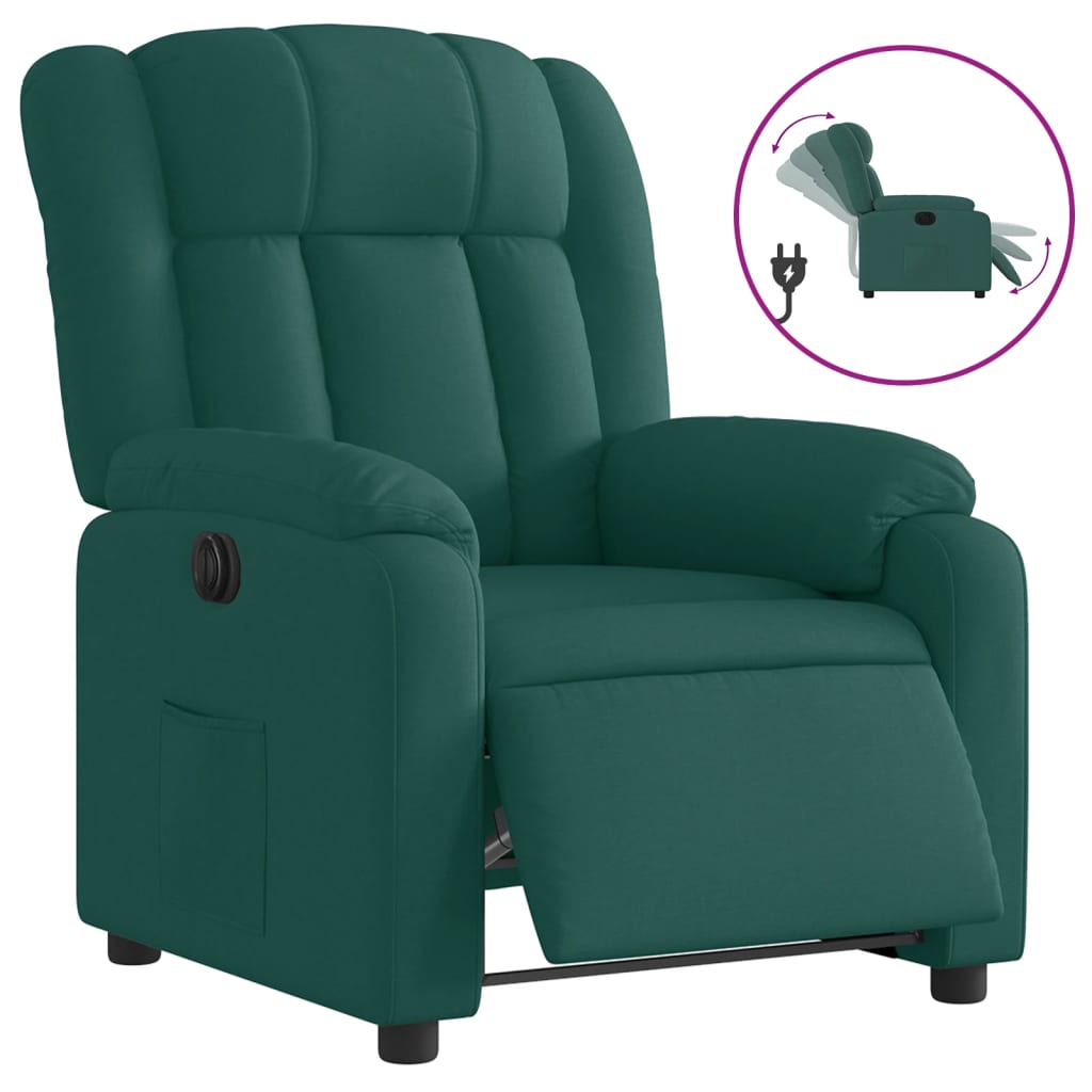 Fauteuil verstelbaar elektrisch stof donkergroen is nu te koop bij PeponiXL, paradijselijk wonen!