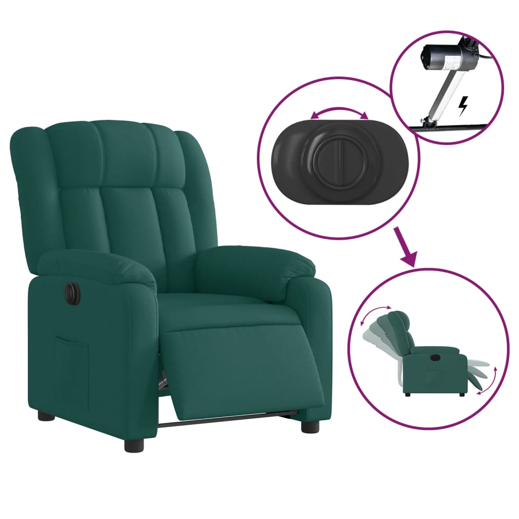 Fauteuil verstelbaar elektrisch stof donkergroen is nu te koop bij PeponiXL, paradijselijk wonen!
