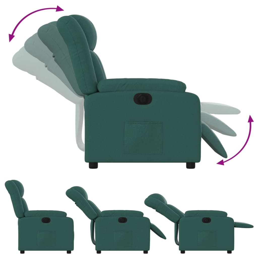 Fauteuil verstelbaar elektrisch stof donkergroen is nu te koop bij PeponiXL, paradijselijk wonen!