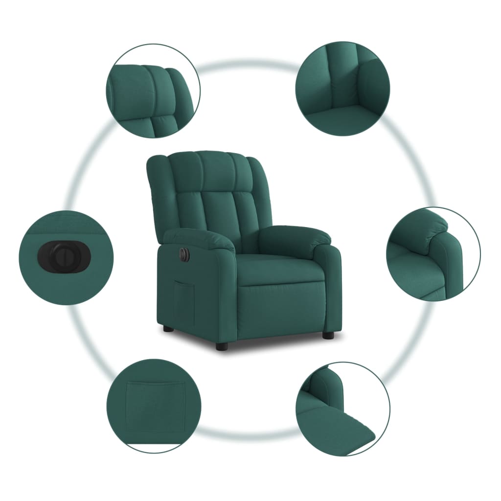 Fauteuil verstelbaar elektrisch stof donkergroen is nu te koop bij PeponiXL, paradijselijk wonen!