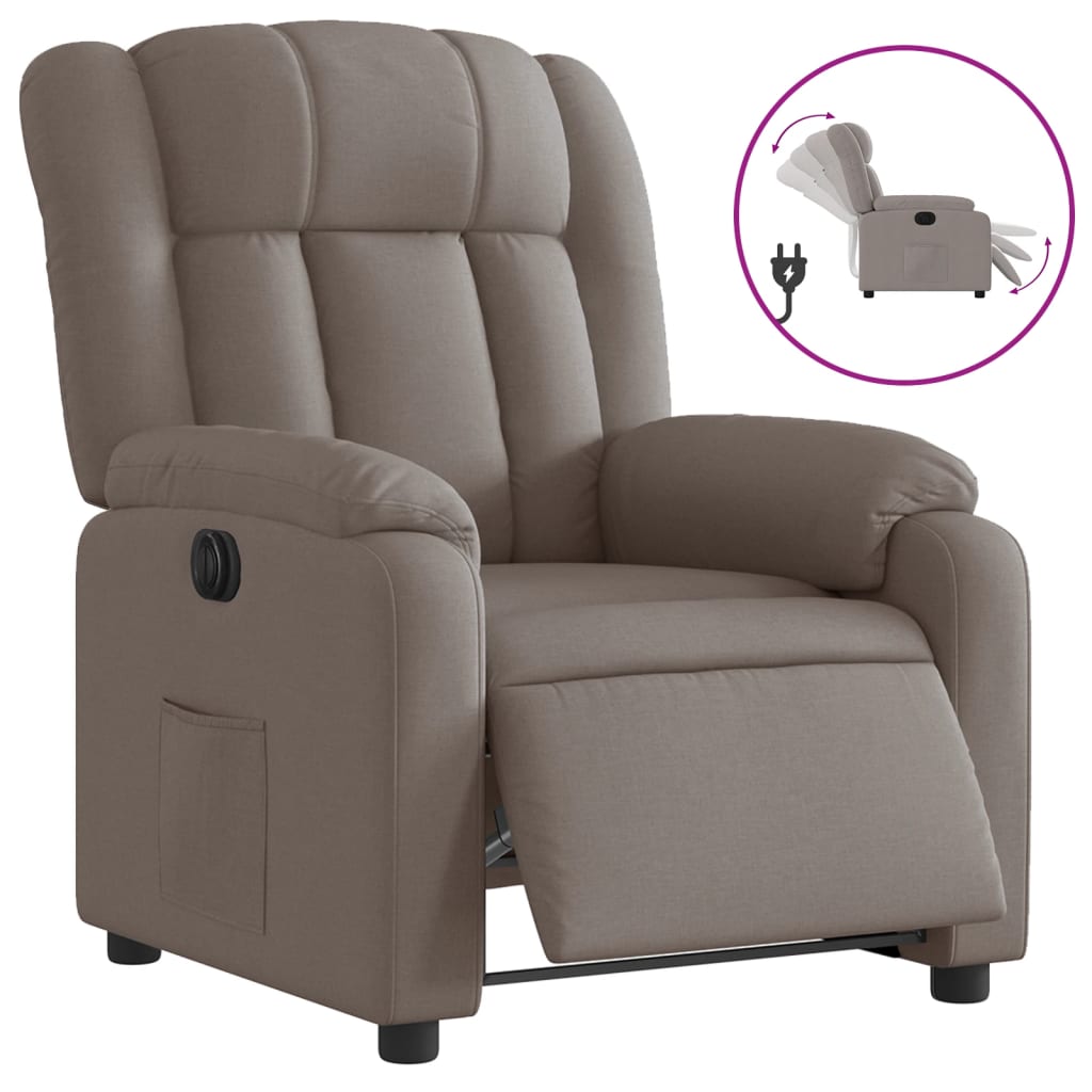 Fauteuil verstelbaar elektrisch stof taupe is nu te koop bij PeponiXL, paradijselijk wonen!